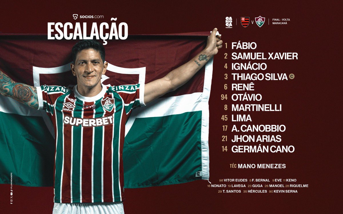 O #TimeDeGuerreiros está escalado para o clássico contra o Flamengo! VAMOS, TRICOLOR!