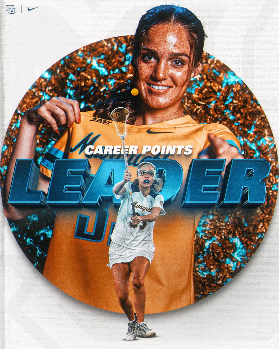 MarquetteWLax's tweet photo. All-time points leader! 

Meg Bireley passes Shea Garcia ‘23 for most points in Marquette history with 221 for her career! 🐐 

#WeAreMarquette https://t.co/p3TW9exESQ
