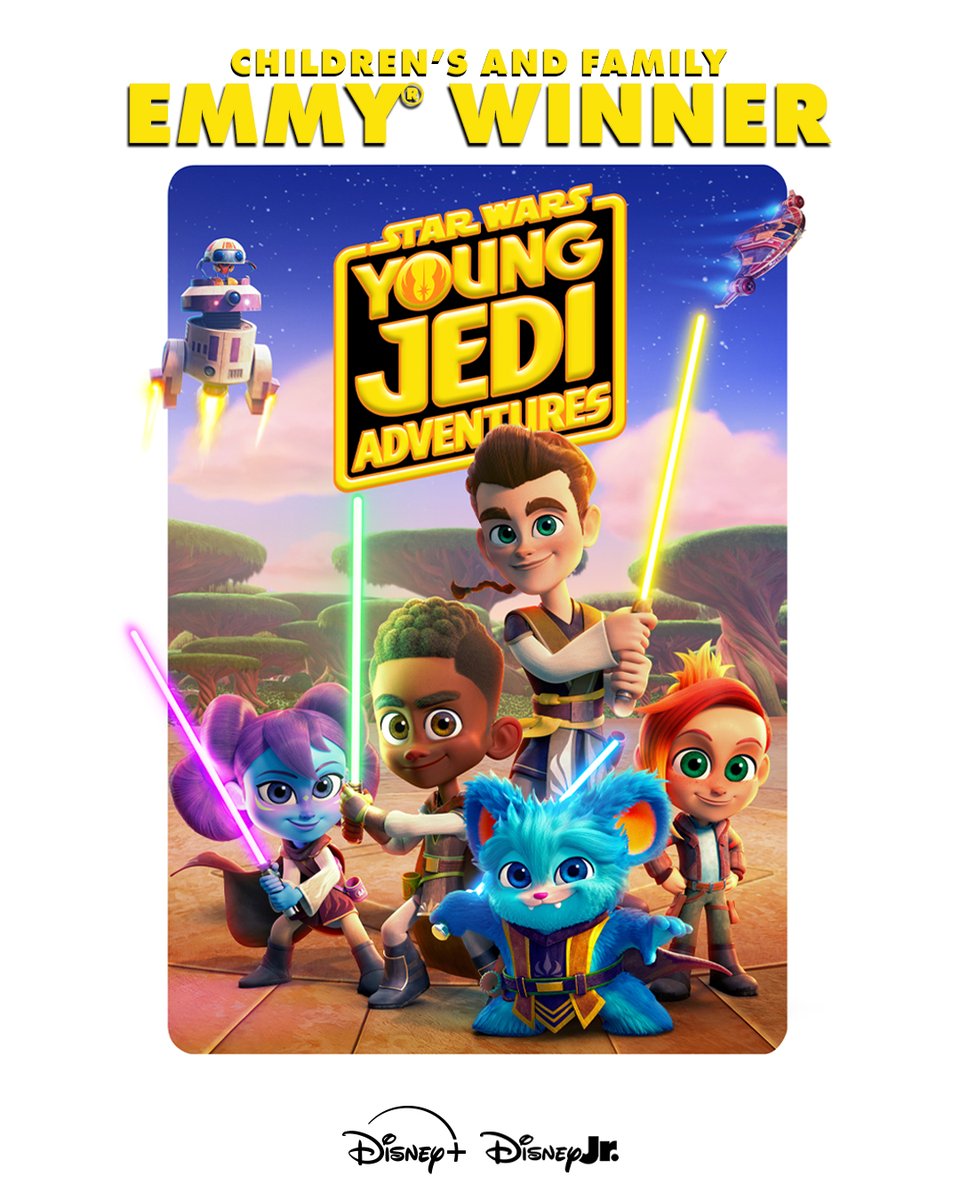 DisneyJr's tweet image. We are thrilled to announce that SuperKitties and Star Wars: Young Jedi Adventures each won a Children's and Family Emmy award! 🏆 Congratulations!