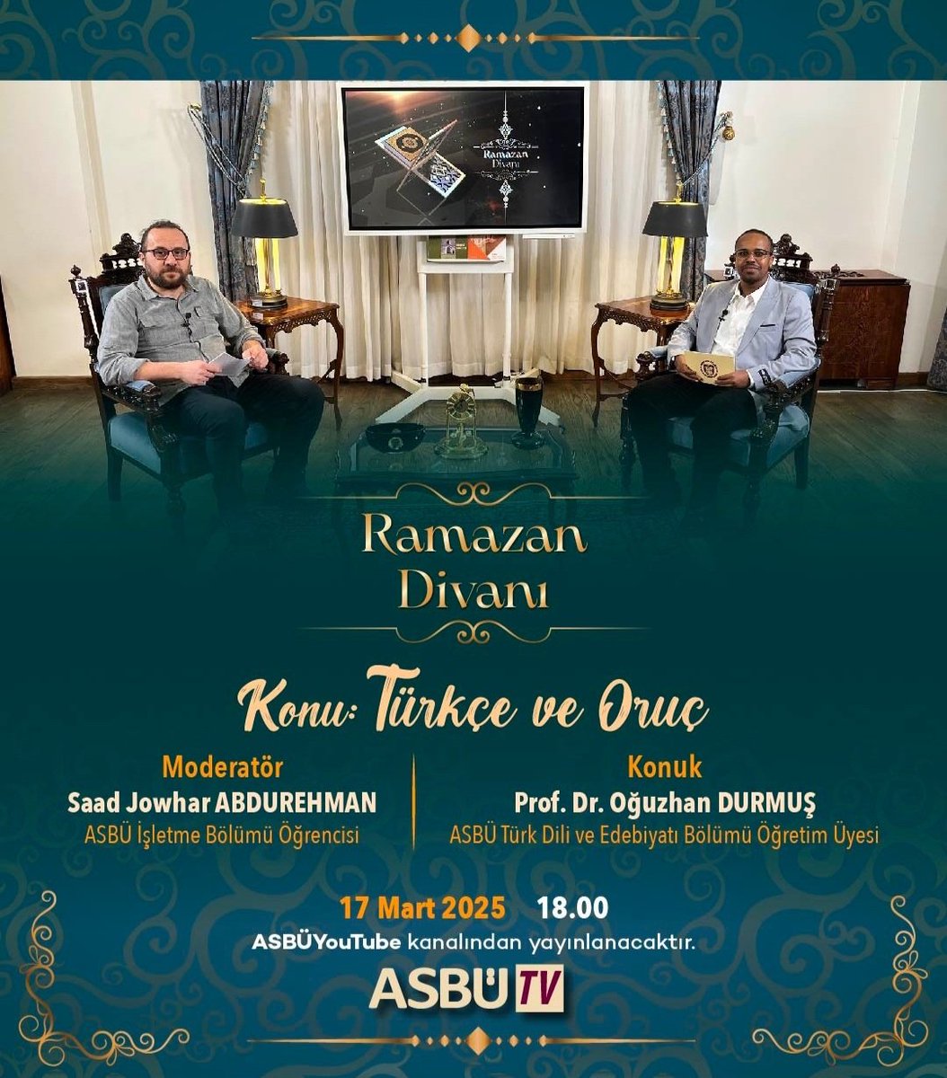 Ankara Sosyal Bilimler Üniversitesi tarafından hazırlanan Ramazan Divanı programının yarınki  bölümünde "Türkçe ve Oruç" konusu ele alınacak olup, Prof. Dr. Oğuzhan Durmuş oruç kelimesini tartışacaktır.