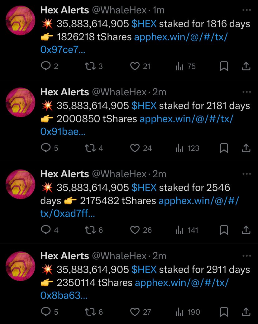 JUST IN: The HEX OA is staking billions more HEX out long term right now.

The HEX OA hasn’t made moves since 2020. Recently it’s been overactive and people are not bullish?

HEX is the easiest Richard Heart ticker to pump right now.