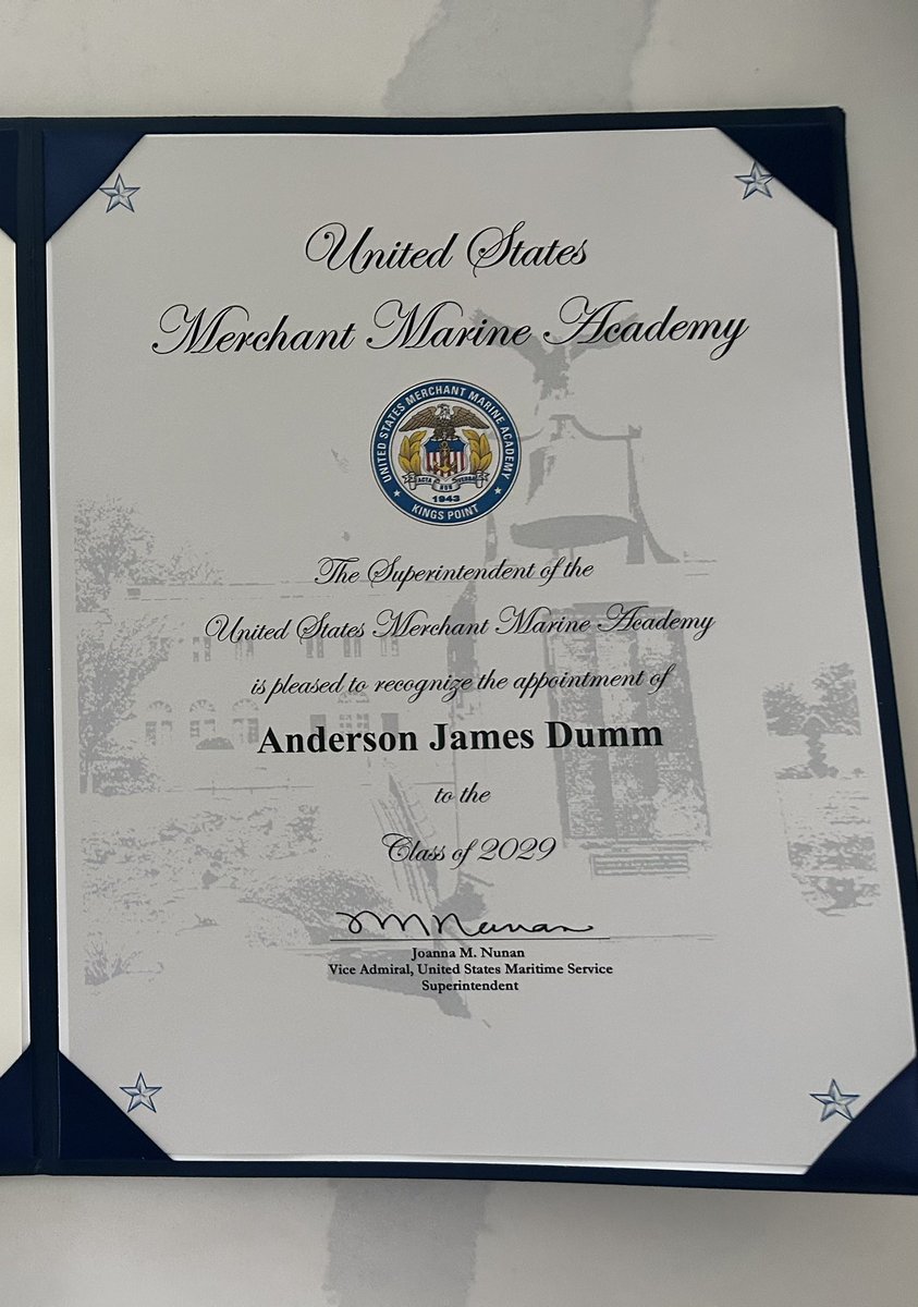 Anderson Dumm (@d14andy) on Twitter photo Received full appt <a href="/UsmmaO/">USMMA Official</a> to continue playing football at <a href="/USMMAFootball/">USMMA Football</a>. Grateful for the support from my coaches throughout this journey. Big decisions ahead.
<a href="/CoachBuchananm/">Mark Buchanan</a>
<a href="/CoachKevHarris/">Kevin Harris 🏈🇺🇸</a>
<a href="/CoachKikel/">James Kikel</a>
<a href="/coachbartelFB/">Ryan Bartel</a>
<a href="/Biggamebobby/">Bob Putnam</a>
<a href="/PinellasHSMedia/">Pinellas Highschool Media Group</a>
<a href="/Andy_Villamarzo/">Andy Villamarzo</a> Received full appt <a href="/UsmmaO/">USMMA Official</a> to continue playing football at <a href="/USMMAFootball/">USMMA Football</a>. Grateful for the support from my coaches throughout this journey. Big decisions ahead.
<a href="/CoachBuchananm/">Mark Buchanan</a>
<a href="/CoachKevHarris/">Kevin Harris 🏈🇺🇸</a>
<a href="/CoachKikel/">James Kikel</a>
<a href="/coachbartelFB/">Ryan Bartel</a>
<a href="/Biggamebobby/">Bob Putnam</a>
<a href="/PinellasHSMedia/">Pinellas Highschool Media Group</a>
<a href="/Andy_Villamarzo/">Andy Villamarzo</a>