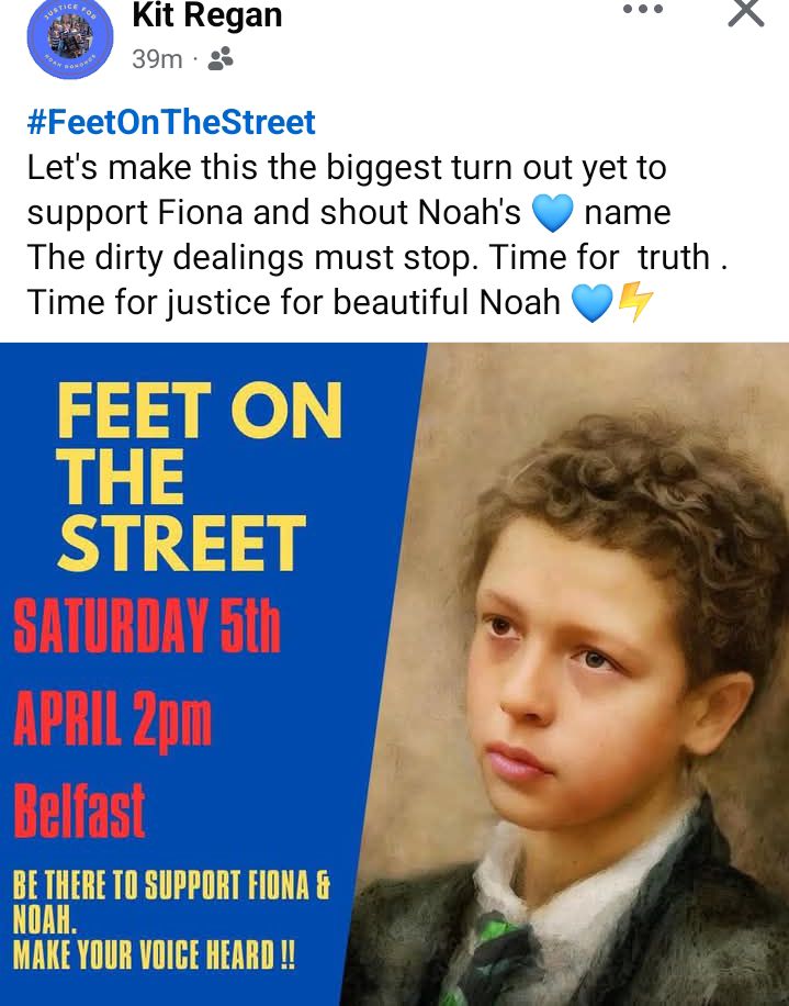 #JusticeForNoahDonohoe 

#FeetOnTheStreet 2pm Sat 5th April, #Belfast