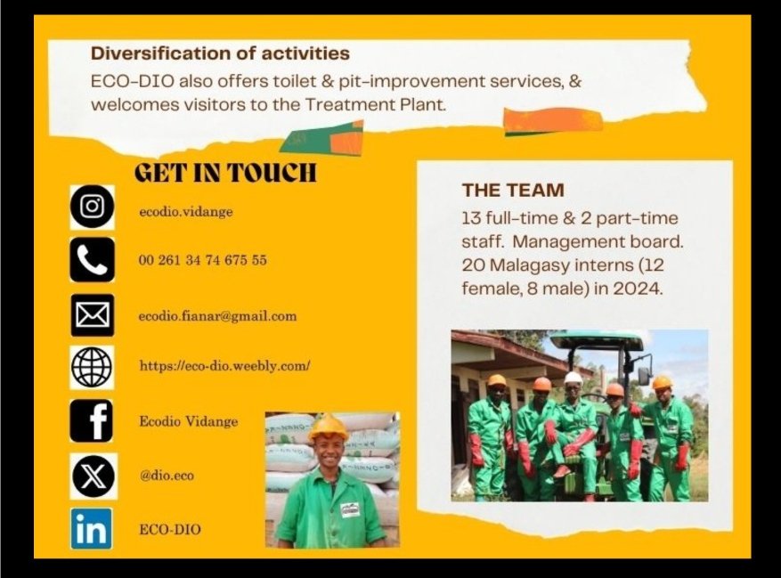 dio_eco's tweet photo. ECO-DIO’s key results for 2024.
Thanks to our incredible team &amp; partners – Fianarantsoa Municipality, Madagascar’s Ministry of WASH, PracticaFdn, Eaurizon2025, @NyTanintsika – @feedback_mada, ToiletBoard Coalition &amp; @RoddenberryFdn. 🙏🏼 https://t.co/AgQlT08tXp