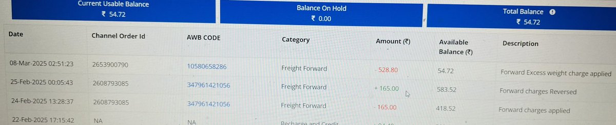 jatinjasssss's tweet photo. @ShiprocketCare @ShiprocketIndia Ecom Express Surface
AWB #
10580658286

SRPID-32226241

2653900790

You guys deducting wrong charges two times and now again deducted 
Check the picture 

I unistall the @ShiprocketCare @ShiprocketIndia refund my wallet amount https://t.co/08wWhiLZ5j