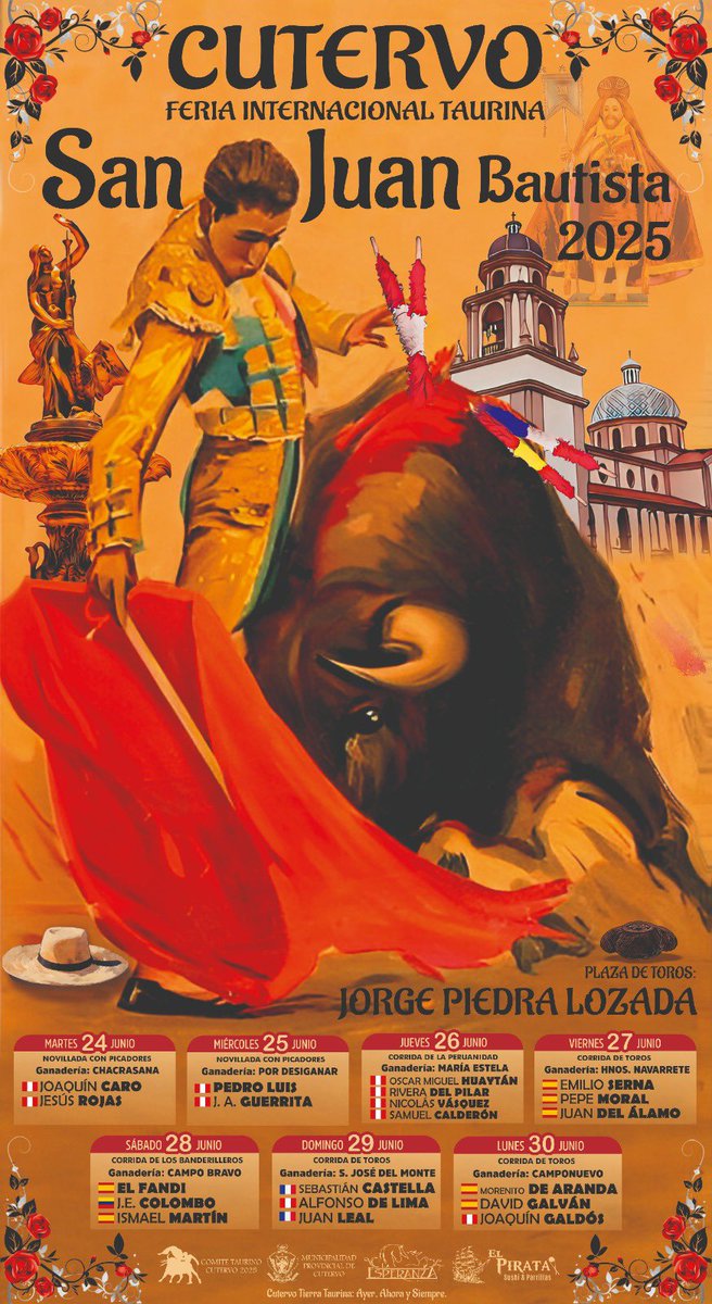 Debutamos en Cutervo (Perú) el 28 de junio.

Cartel de toreros banderilleros🇵🇪