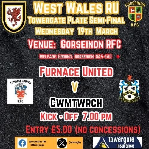 On Wednesday, the boys face Furnace United RFC in the WWRU Towergate Plate Semi Final🏉

🗓️Wednesday 19th March 2025
⏰7pm KO
🏟️Gorseinon RFC (SA4 4AD)
💷£5 entry (no concession)

We look forward to seeing you there🖤🤍

#FelUn 
#UPPACWM