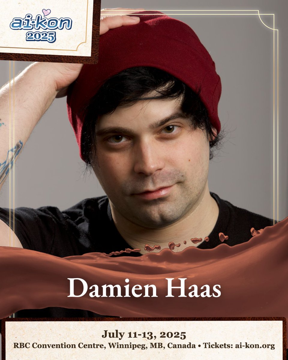 aikonwinnipeg's tweet photo. Let’s brave the dungeon, and get some eats! Ai-Kon is overjoyed and grateful to announce our first guest, @DamienHaas! 🍲

We can’t wait for Damien to join us at Ai-Kon 2025, and for fans to be able to meet and chat with him. 

Check out his bio 👉 https://t.co/zM7XxrO1bd https://t.co/s9gnW2u251