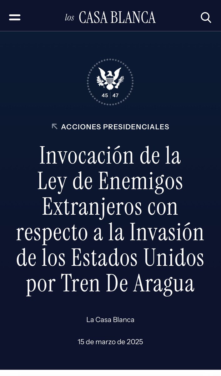 josueartex's tweet image. 📢 ¡ATENCIÓN! LO QUE PASÓ HOY CAMBIA EL JUEGO PARA SIEMPRE 🔥🇺🇸

SOS 🆘 🇻🇪 

🚨 Trump acaba de invocar el Alien Enemies Act contra el Tren de Aragua.
‼️ Esto no es solo una orden ejecutiva: es una declaración de GUERRA LEGAL contra la mayor organización criminal venezolana…