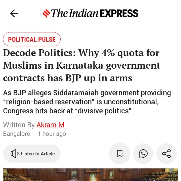 TruthPatrolB's tweet photo. @INCIndia "BJP slammed Congress  ruled Karnataka government's decision to reserve four per cent of  government contracts for Muslims,saying that it is totally unconstitutional. "
@dhruv_rathee please criticize this anti secular decision of Karnataka congress. https://t.co/p7SGTjXXFO
