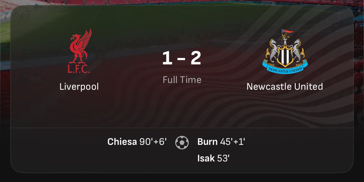 WEFOOTBALL777's tweet photo. 2024-25 EFL CUP FINAL
Sun 16 Mar 16:30 UKT - Liverpool vs Newcastle full-time results
#wefootball777 #football #efl #eflcup #leaguecup #carabaocup #lfc #newcastleunited #wemblystadium https://t.co/Dsi2GxeHiO