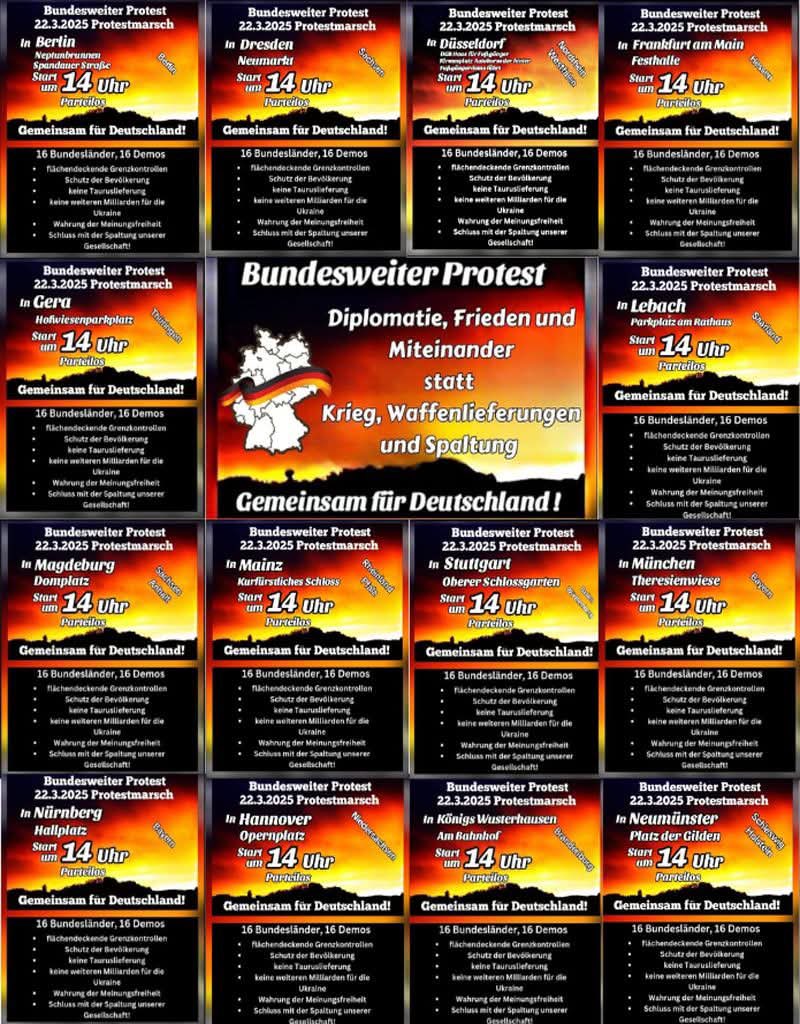Bundesweiter Protest am 22.03.2025 in 16 Bundesländer, 16 Demos