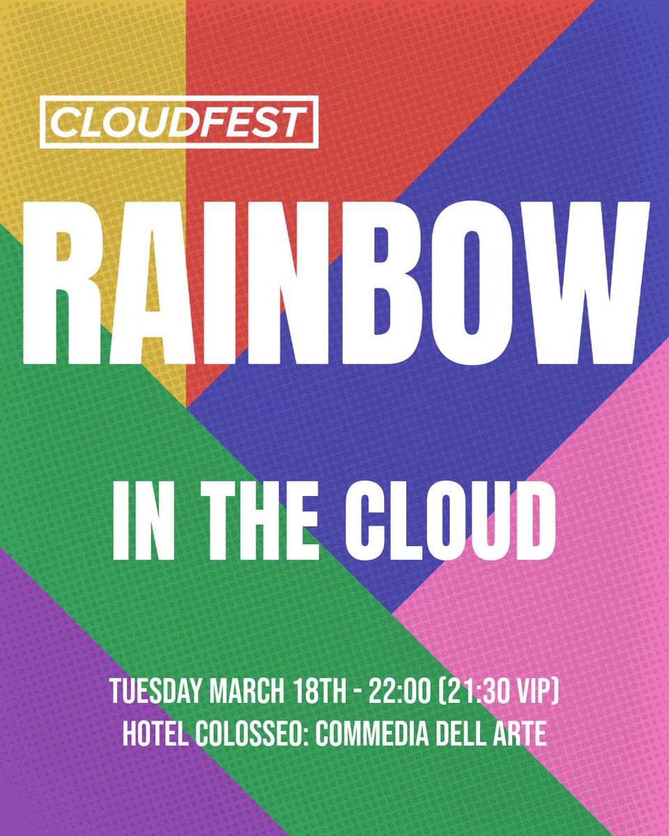 bjazwinski's tweet photo. 🌈🎉 Join us and our fabulous drag queens at the Rainbow in the Cloud Charity Fundraiser on 3/18 at #CloudFest! 🌈🦄 Let's party at Commedia Dell Arte, Colosseo Hotel, 10 PM! Don't miss out on a night of rainbow fun, show your support for a good cause! #RainbowInCloud https://t.co/Jx59Lt2HUW
