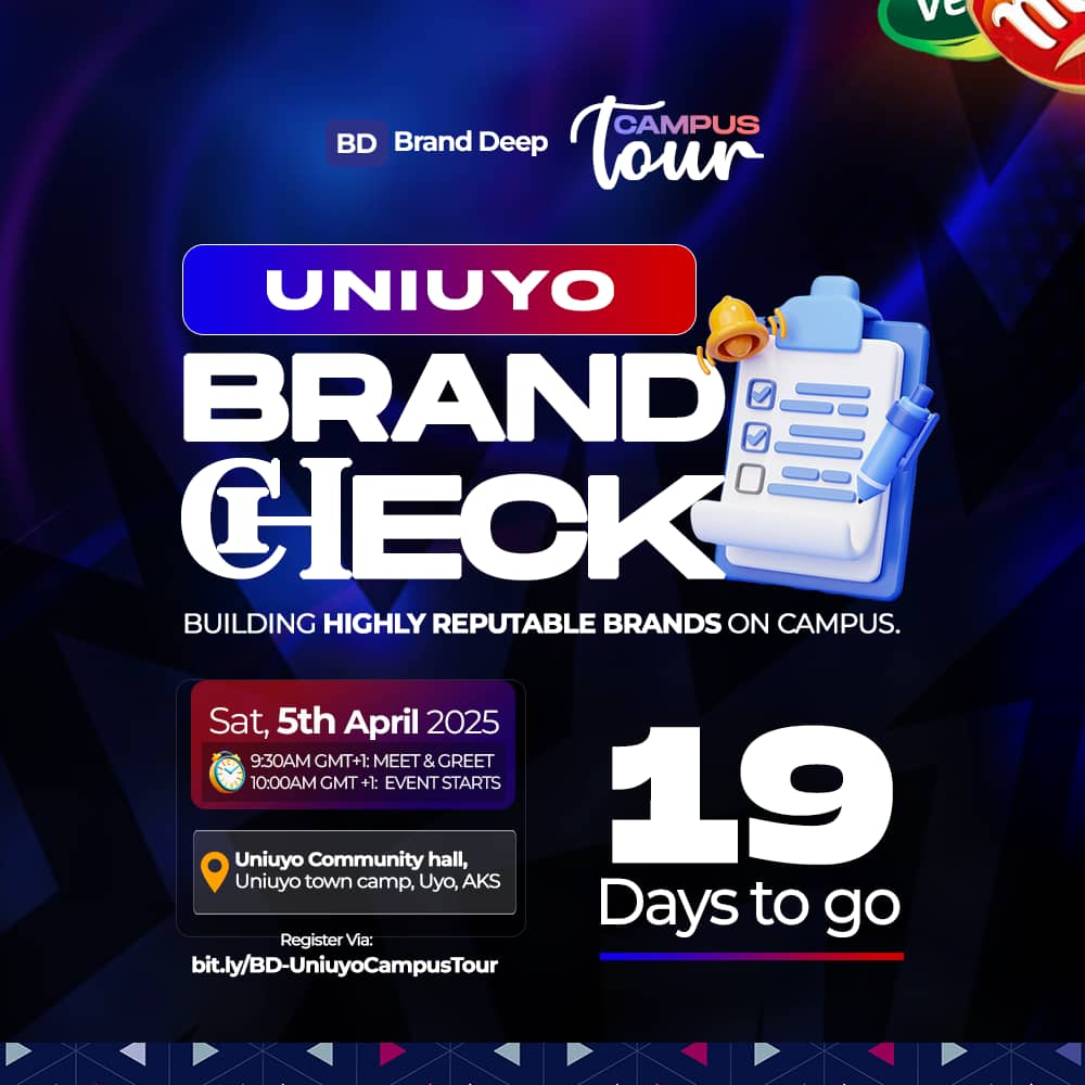 branddeepglobal's tweet photo. The Countdown is on!!!

Join a move that will set your business on a flight for global success. Register at https://t.co/t7LSFmVBX3

#brandcheck #brandDeep #UniuyoCampusTour #19DaysToGo https://t.co/NOgCK8MS4i