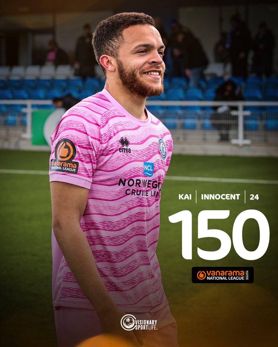 <a href="/kaiinnocent_3/">kaiinnocent3</a> 150 <a href="/TheVanaramaNL/">ReckyTHFC #FRANKOUT</a> games and counting! The 24-year-old left-footed fullback has been a key part of <a href="/ebfc_official/">Eastbourne Borough FC</a> push for promotion, delivering 2 goals and 2 assists so far this season. Another strong performance against <a href="/AveleyFC/">Aveley Football Club</a> yesterday. 
Keep going Kai!