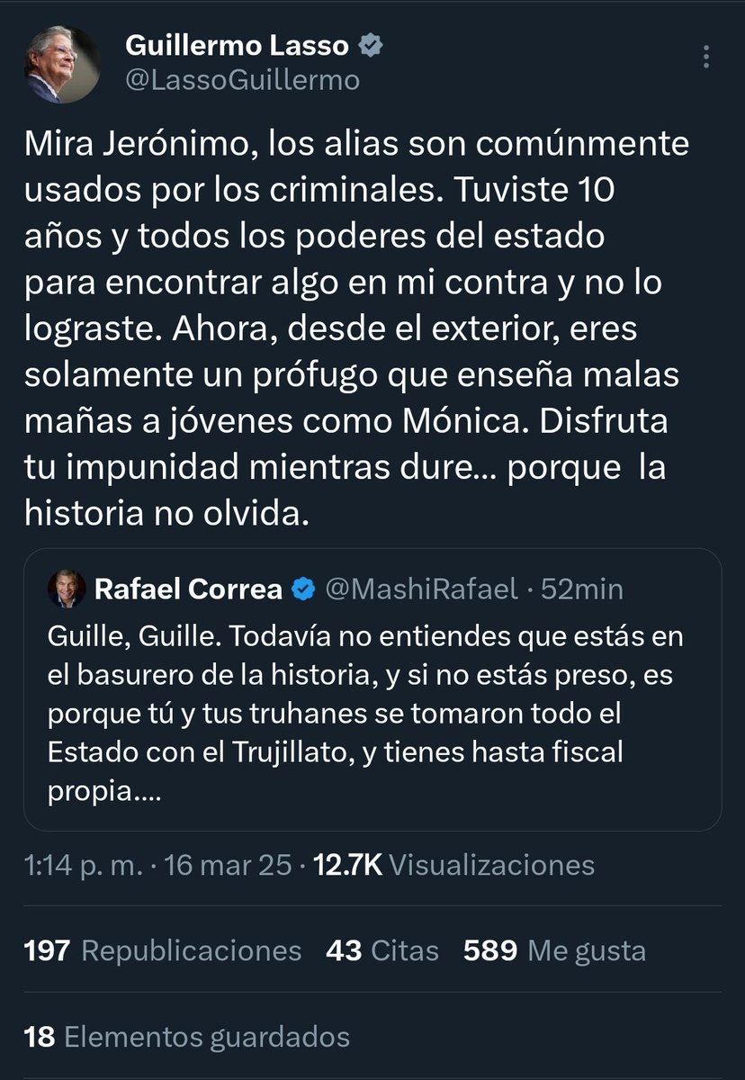 LiutSantiago21's tweet photo. ¡Qué meada de Guillermo Lasso a Jerónimo alias Rafael Correa! https://t.co/yC9yqnJJ5O