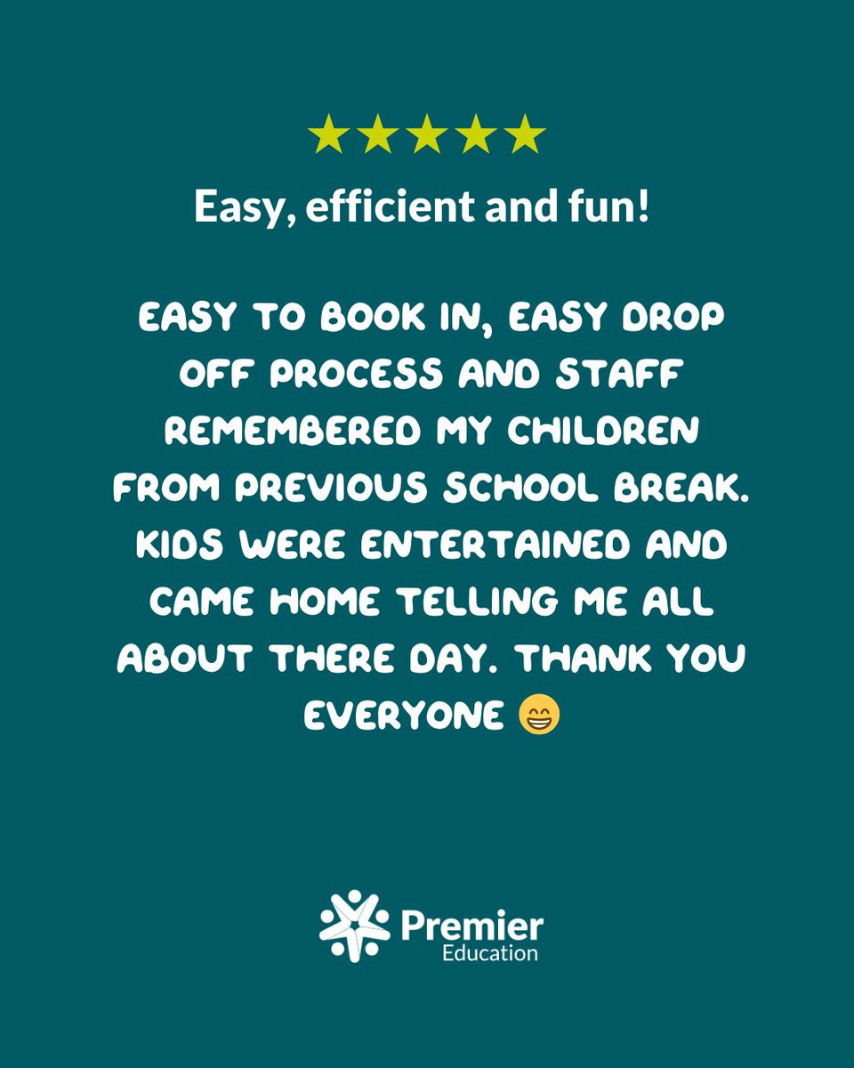 PremEd_NNS's tweet photo. Easy, efficient and fun! 💚✅

That’s how Mrs.Thompson described our holiday clubs! Thank you! We appreciate the feedback! ⭐️

https://t.co/Y4ir8cEERb

#PremierEducation #Trustpilot #5StarReview #HolidayClubs https://t.co/ozmO9yJthI