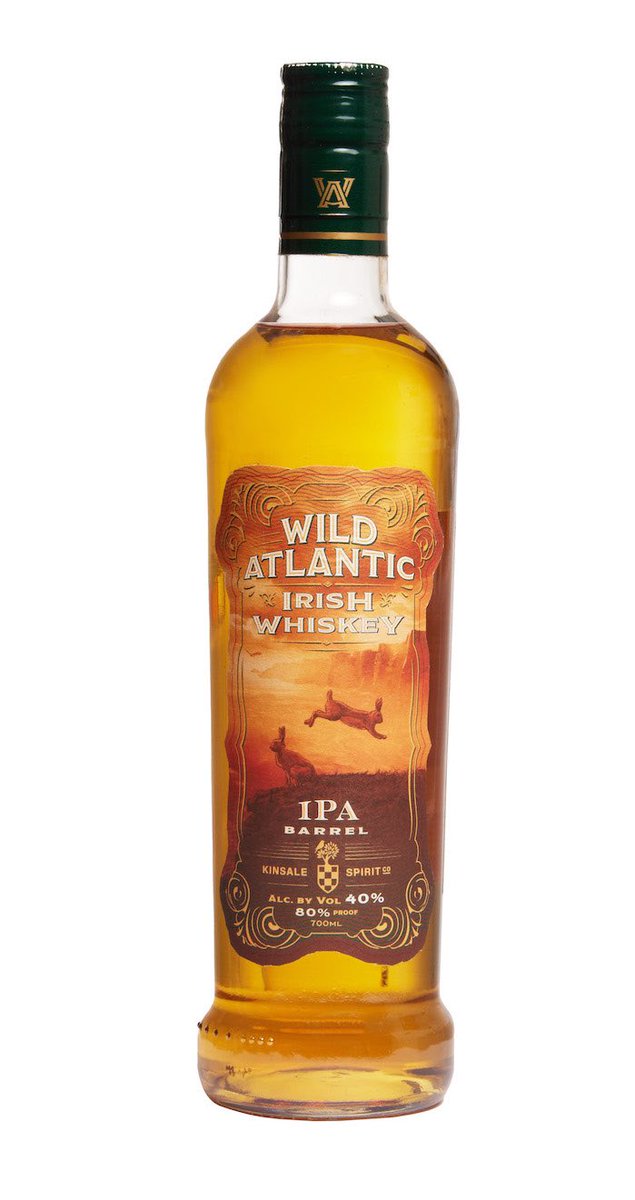 StoneFenceBev's tweet photo. Celebrate St. Patrick’s Day! New at @nhliquorwine 
WILD ATLANTIC IRISH WHISKEY–IPA Barrel 
Distilled, Matured &amp; Bottled in Ireland
•Grain Irish Whiskey matured in a virgin oak barrel
•Malt Irish Whiskey matured in an IPA beer barrel
•Aged for over 4 years
@kinsalespiritco https://t.co/uyZbJRk9IQ