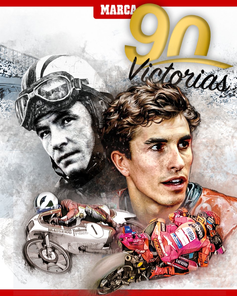 marca's tweet photo. 🏆🏍️🎉 ¡MARC MÁRQUEZ HACE HISTORIA! El piloto español gana el #ArgentinaGP y logra su victoria 90 igualando el registro de toda una leyenda del motor como Ángel Nieto

👏👏👏 ¡Enhorabuena, crack! https://t.co/DFJwzWHgmp