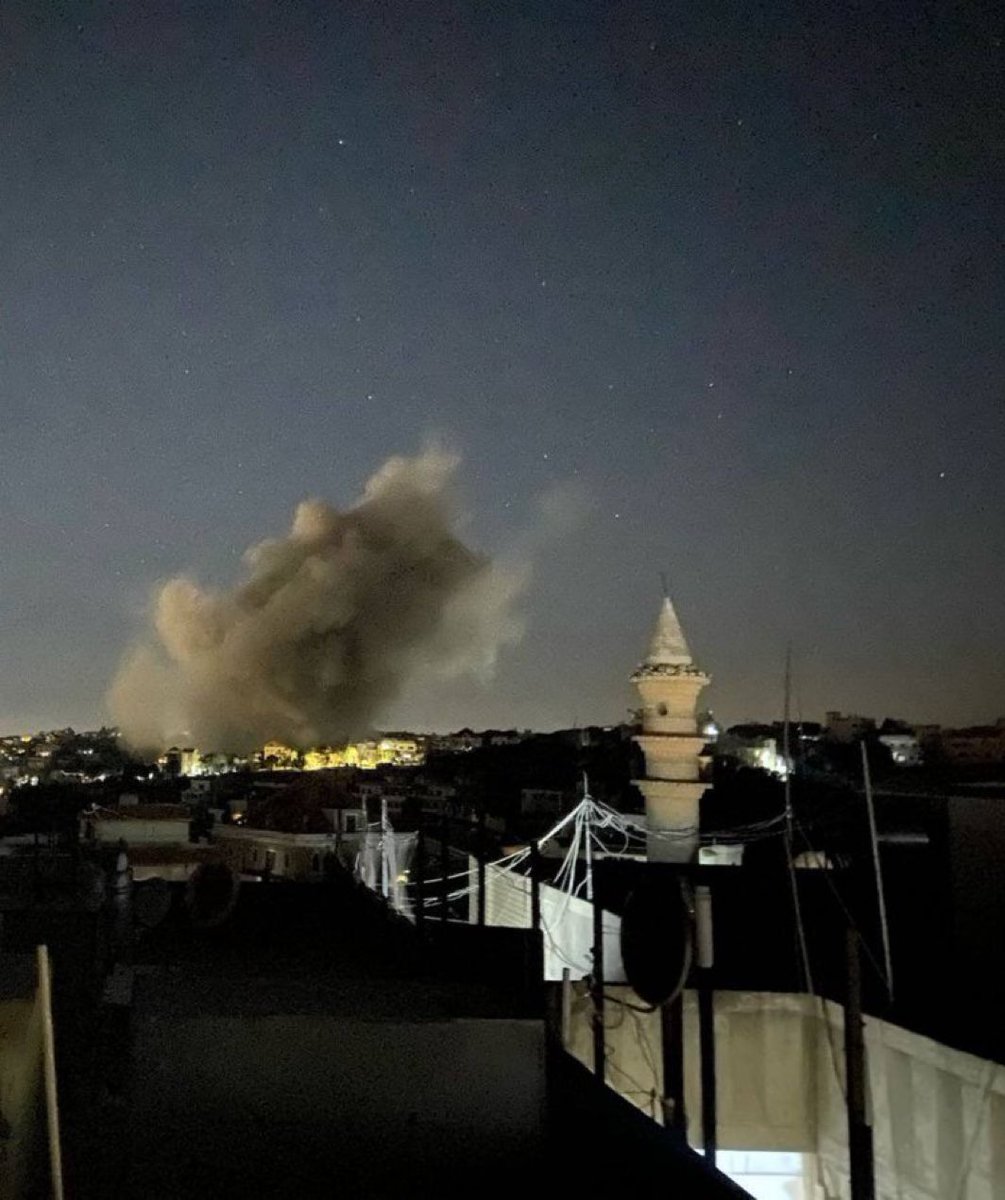 sentdefender's tweet photo. Two killed following a strike by the Israeli Air Force on the town of Aynata in Southern Lebanon, destroying several buildings and damaging others nearby. https://t.co/mOu6pi2F2X
