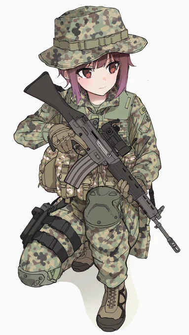 過去絵3多分今はもう描けないやつ昔の自分、銃やら装備やら迷彩柄とかよく描けたな 