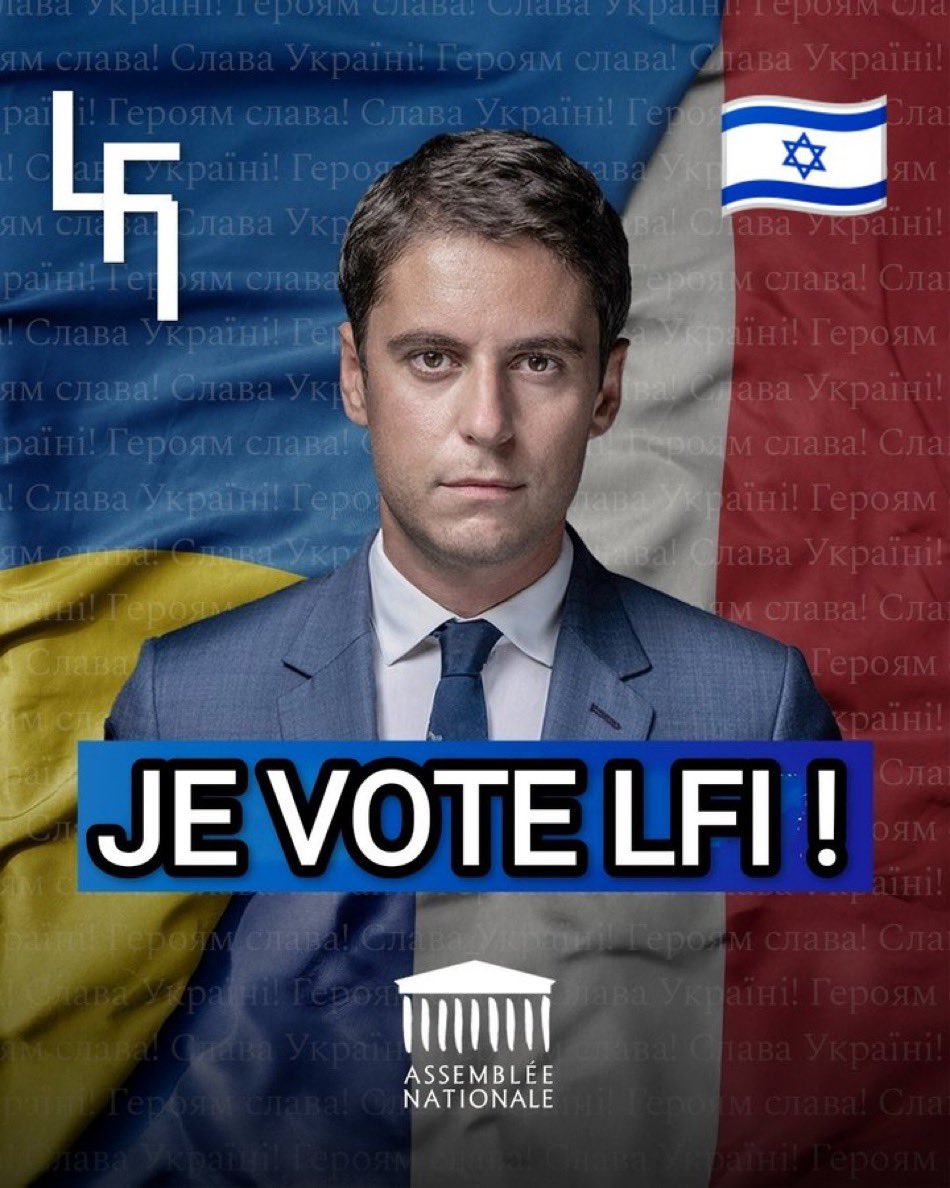 simsim110162's tweet photo. Je tombe sur ce visuel 
Je ne cautionne pas la croix évidemment 
Mais le message sur sa trahison et l opposition à se dire   ami d Israël et des juifs et voter LFI ..si ..
Que fait G.Attal en Israel ?!!!!!! https://t.co/1bvNrL4q8n