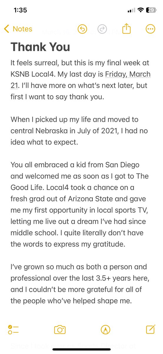 MasonKernMedia's tweet image. Thank you.

After over 3.5 years at @KSNBLocal4 + @Local4_Sports, this upcoming week will be my last. It’s been an absolute joy sharing the stories of all the communities we cover.

I’ll share more on what’s next later, but I wanted to properly express my thoughts as I move on.