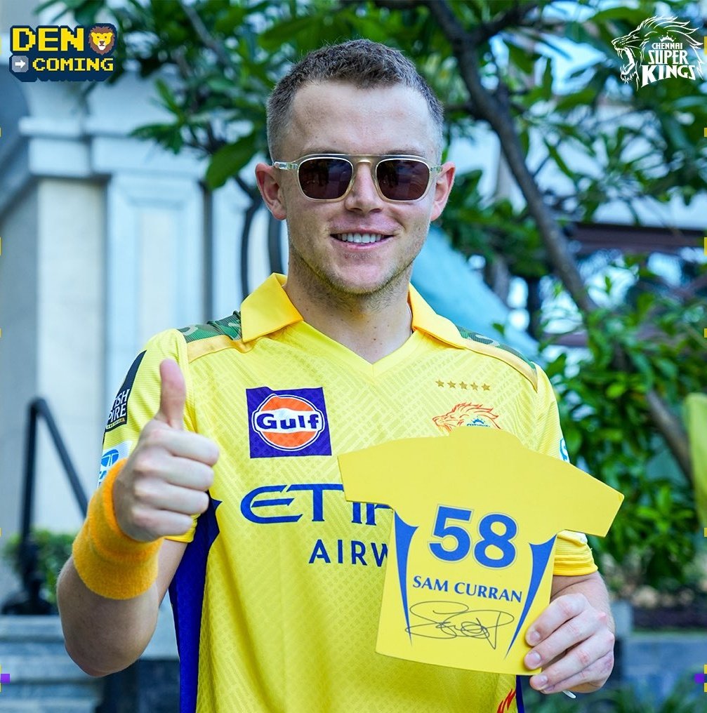 Welcome <a href="/CurranSM/">Sam Curran</a> 💛
#WhistlePodu 
#csk
#samcurran