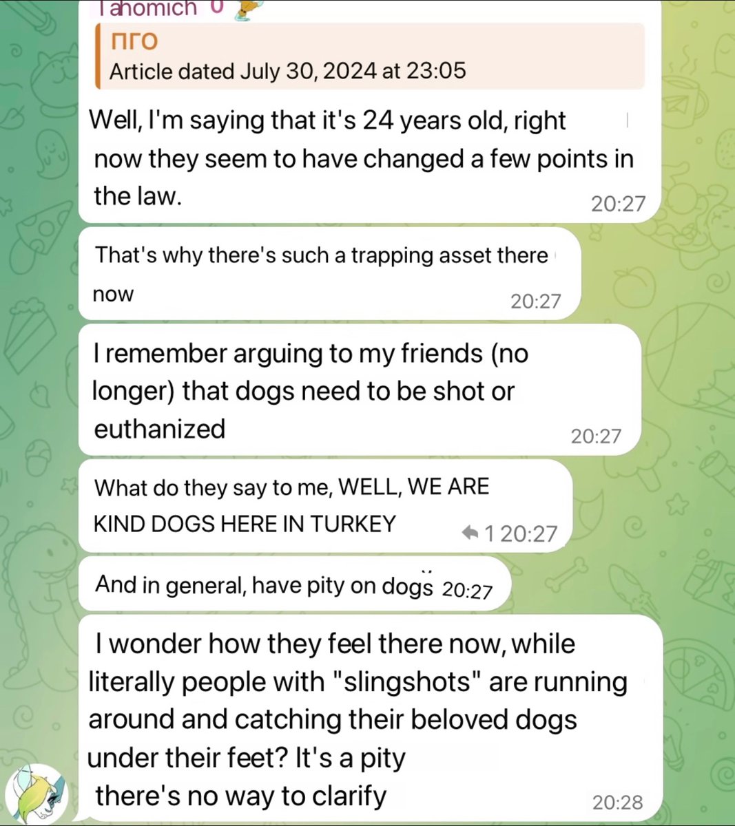 Original screenshot and translation, this furry artist writes that dogs should be shot or euthanized, outraged at the careful treatment of animals in Turkey. The artist sits in a chat room of animal abusers.