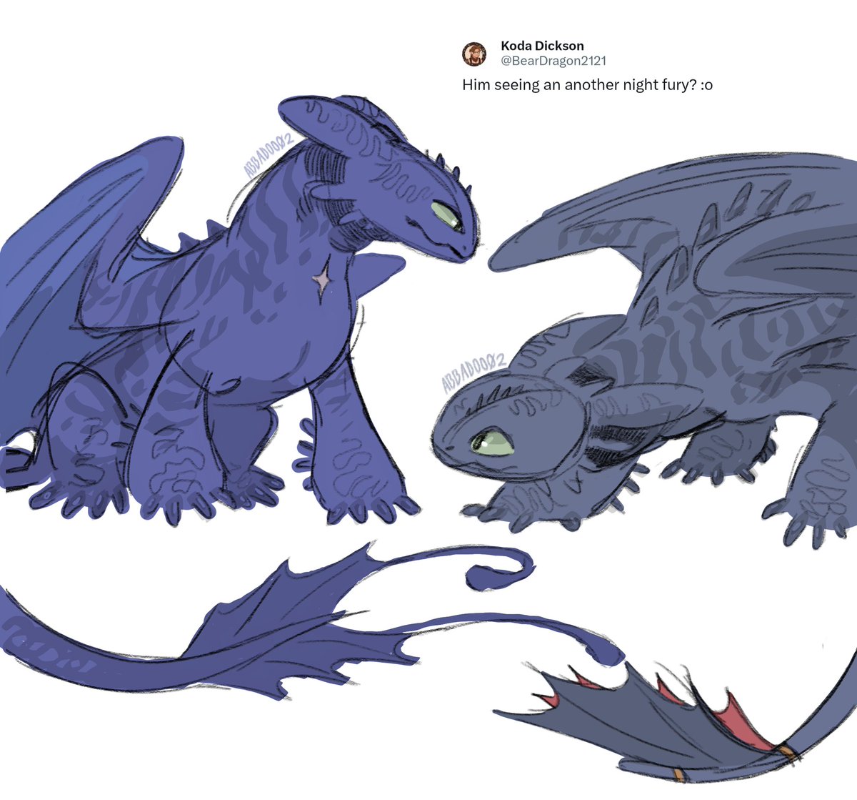 AbbadooO2's tweet photo. Azul meets Toothless! https://t.co/Poh1fcBr9z