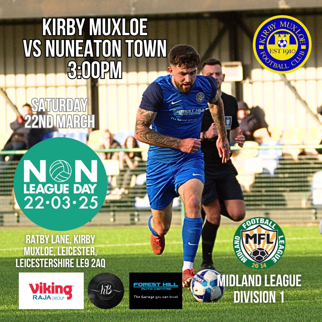 KirbyMuxloeFC's tweet photo. This Saturday!
Kirby welcome league leaders @NuneatonTFC  to the Green San Siro.
It's a 3pm kick off, hot and cold food and drinks available, bar open from 12pm.
You can pre-book tickets for this one for quick access, order here - https://t.co/YTqi1QSVFI https://t.co/7YF1wJiYEP