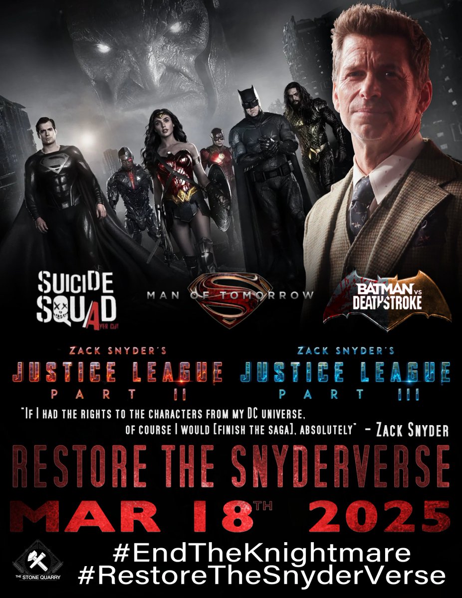 Zack just showed you he hasn't moved on. Why should we move on? On March 18 let's trend ✊🔥🔥

#EndTheKnightmare #RestoreTheSnyderVerse