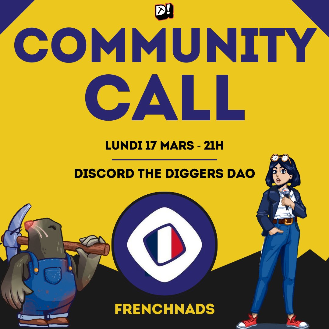 TheDiggersDAO's tweet photo. Créer des moments uniques pour la communauté est l'une de nos missions💜

Nous vous donnons rendez-vous lundi 17 à 21:00 pour un community call discord dédié à l'écosystème @monad_xyz

À l'occasion, les @frenchnads_xyz viendront nous présenter tout ce qu'il faut savoir !