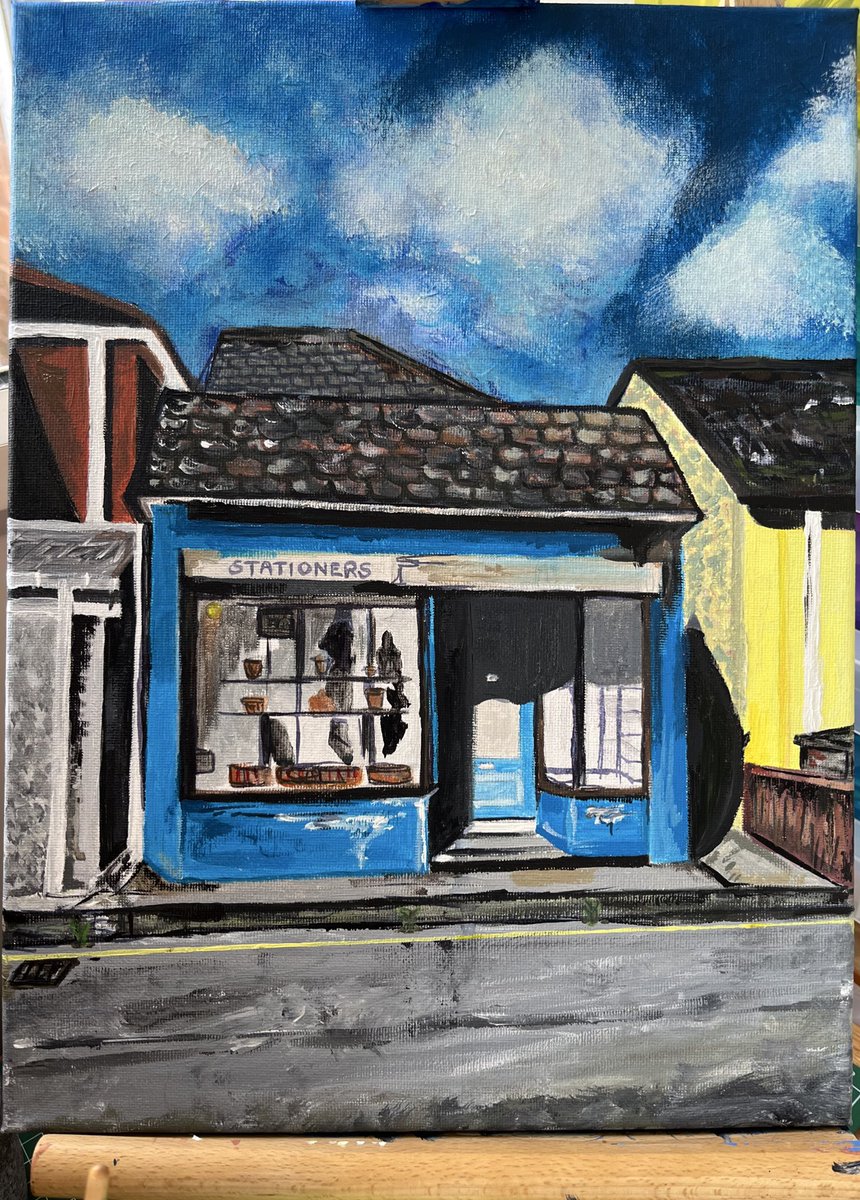 Jess_LBK's tweet image. Finished a piece today inspired by @GrimArtGroup - this is Borf stationary shop in Wales 🙂