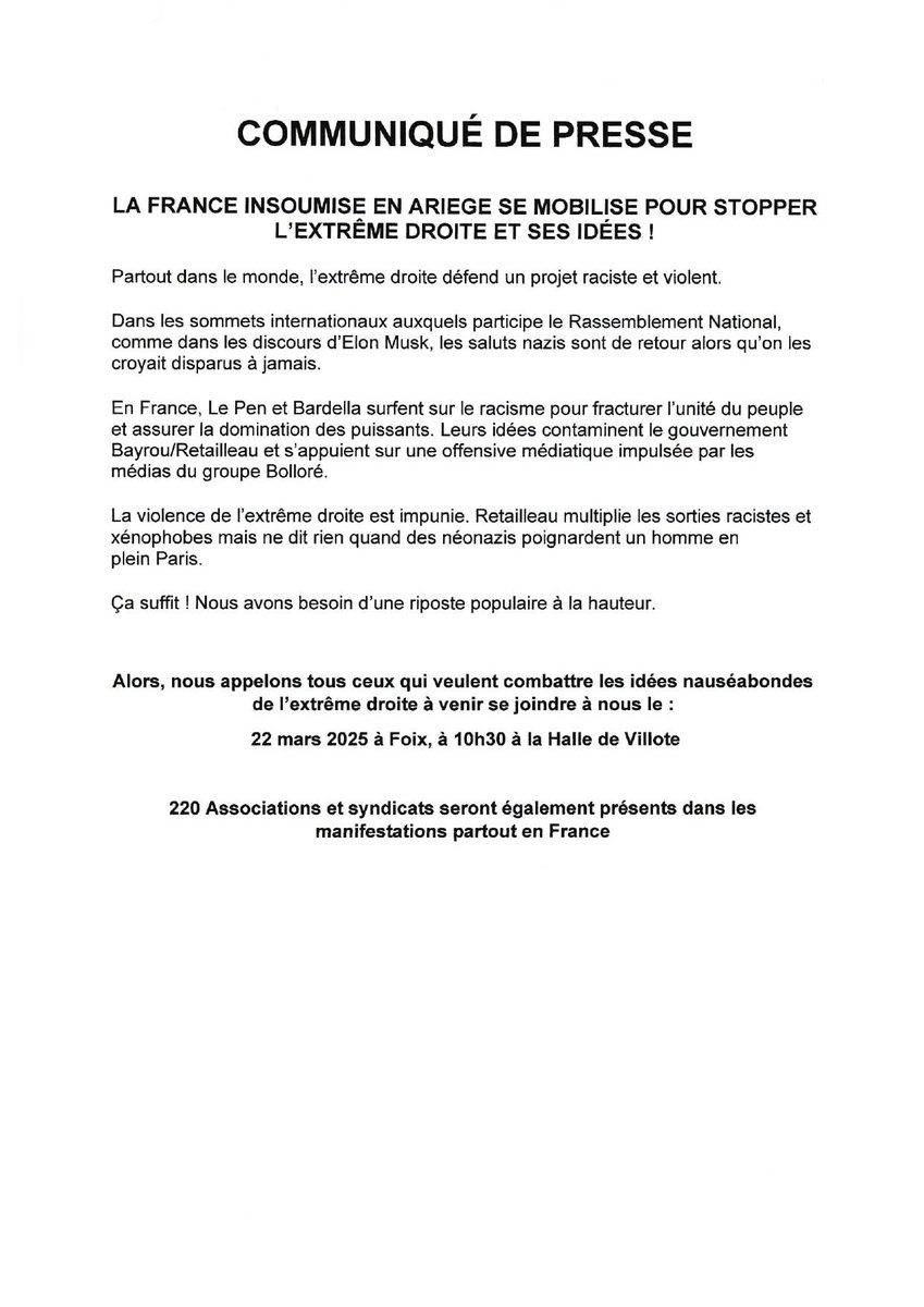 Rendez-vous samedi 22 mars à Foix