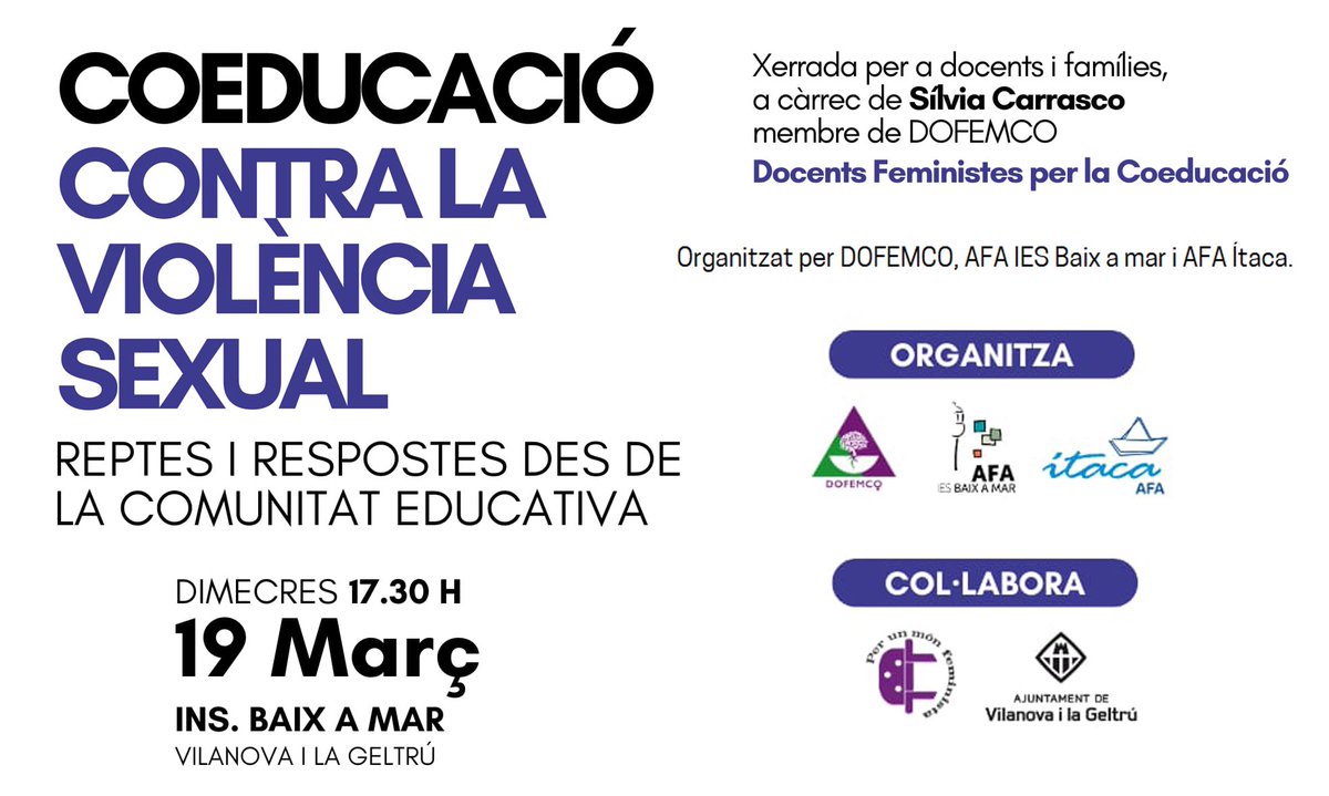 Mil___Ena's tweet photo. L' @ajuntamentvng del PSC organitza una xerrada de contingut obertament trànsfob en un Institut públic de la ciutat. Aquests posicionaments van directament en contra del curriculum d'educació i posen en risc la llibertat i integritat de menors. Hi fareu alguna cosa @educaciocat ? https://t.co/5LTrAmXdVc