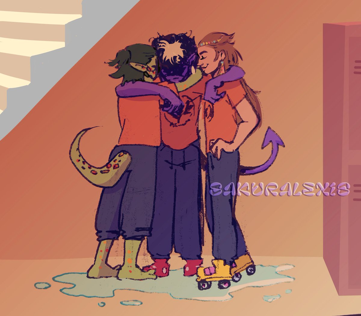 Sakuralexis's tweet photo. [Persos : Invi (moi),  Alceste (@pirate_a_vapeur), Zarley (@Nierousse)]

Dodgeball
#masksrpg #originalcharacters https://t.co/f6fFKab8xI