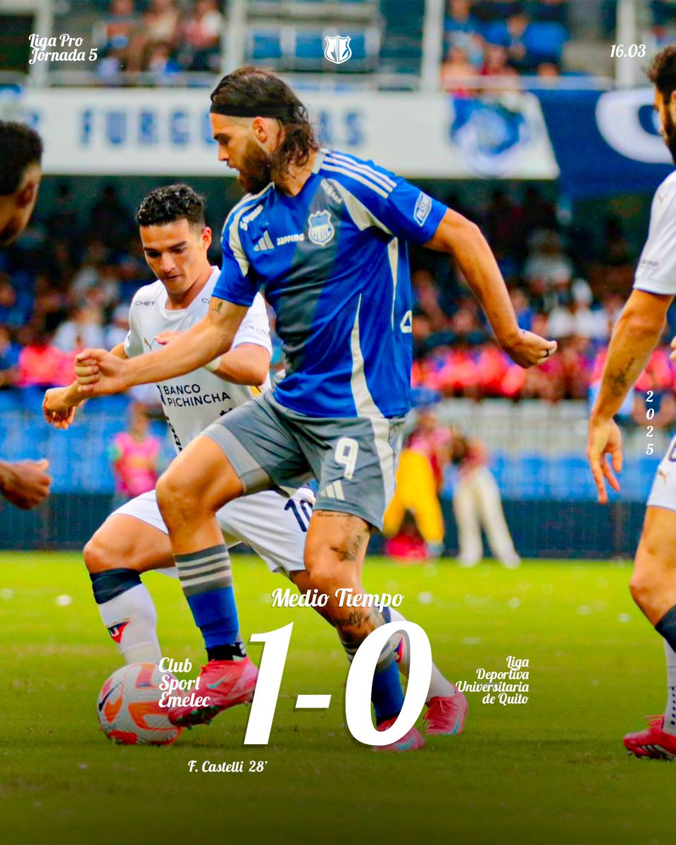 Arriba en el marcador al descanso 🙌🏼⚡.

¡Vamos Emelec! 🤩