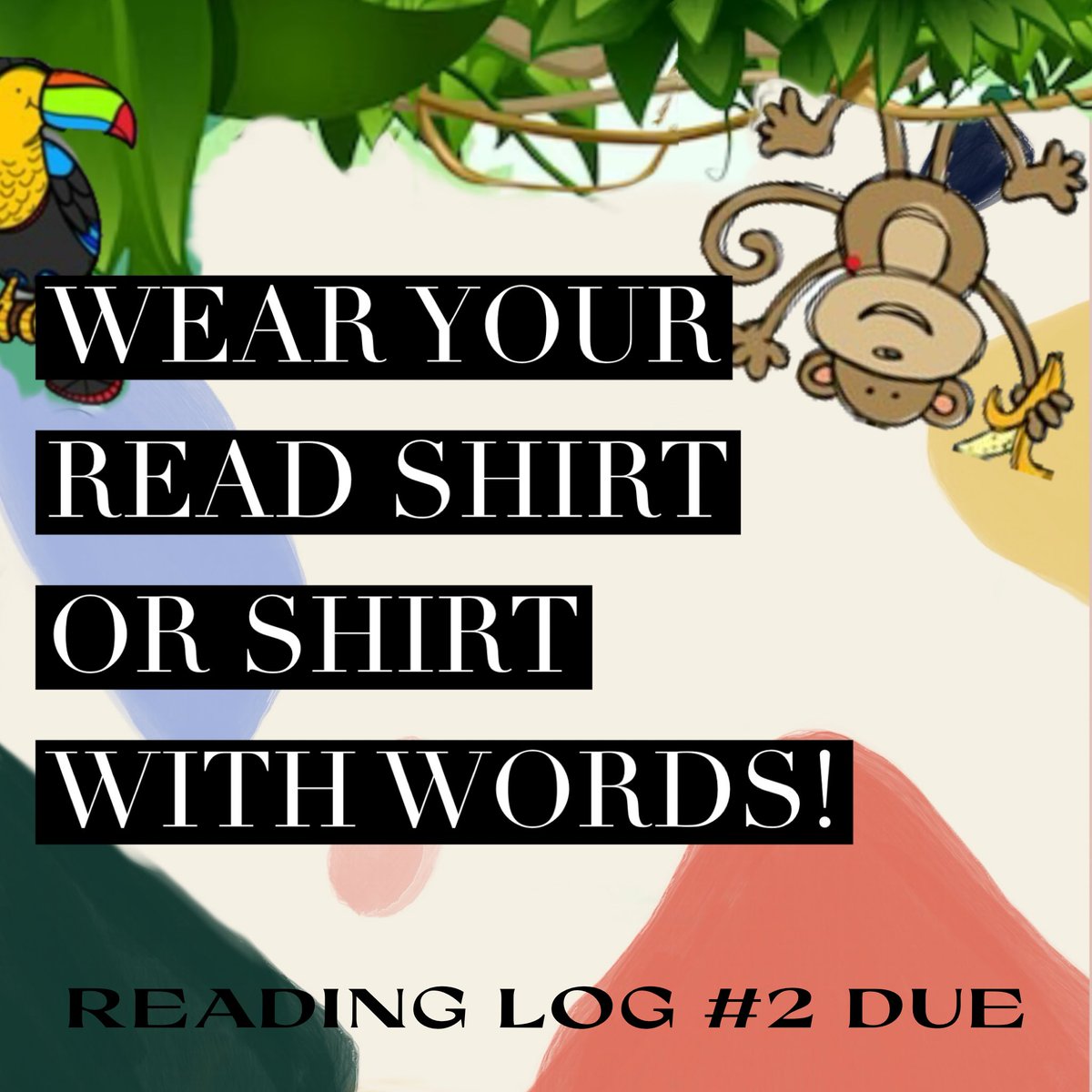 CoolidgePTA's tweet photo. We are WILD ABOUT READING at Coolidge! Wear your READ shirt or shirt with Words on Monday, March 17th! 

Also a reminder that reading log #2 is due! We hope students have been tracking their time read. If they filled in all the animal faces please make tally marks on the bottom. https://t.co/uKLwZkIjsq