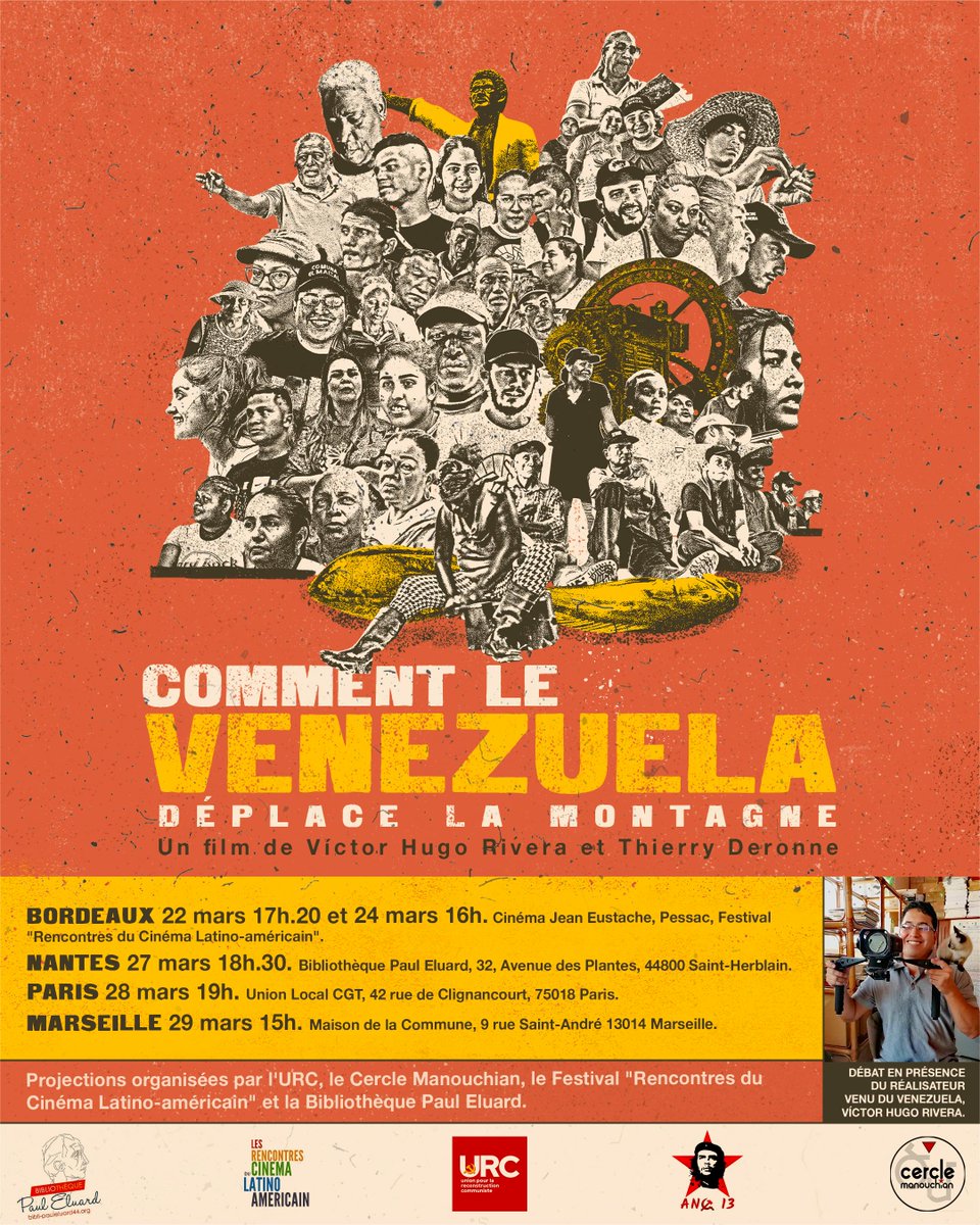 ¡Gira en Francia de nuestro nuevo documental "Como Venezuela mueve la montaña", en presencia del codirector Victor Hugo Rivera! 
Articulo del periodista Maurice Lemoine, ex-redactor en Jefe del Monde Diplomatique, sobre el film : venezuelainfos.wordpress.com/2025/03/14/com…