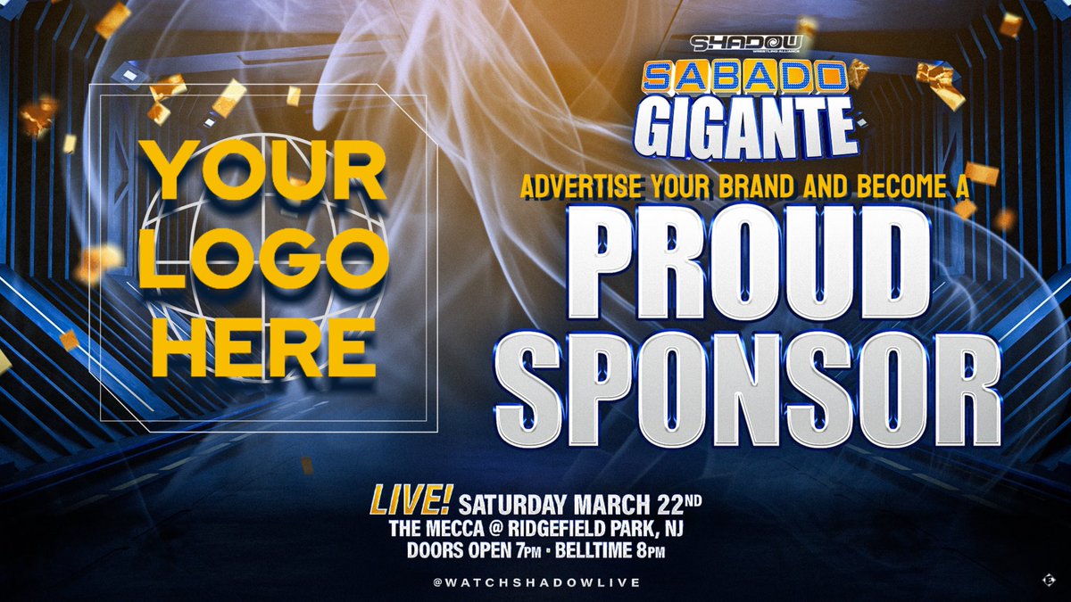 🚨NOW ACCEPTING SPONSORSHIPS🚨

🏅CALLING ALL🏅
- Podcasts
- Musicians
- Local Shops
- Clothing Lines
- Vendors and More!

Be a part of history &amp; have your brand represented at our live wrestling event Saturday, March 22nd @ Ridgefield Park, NJ

* DM US IF INTERESTED! *