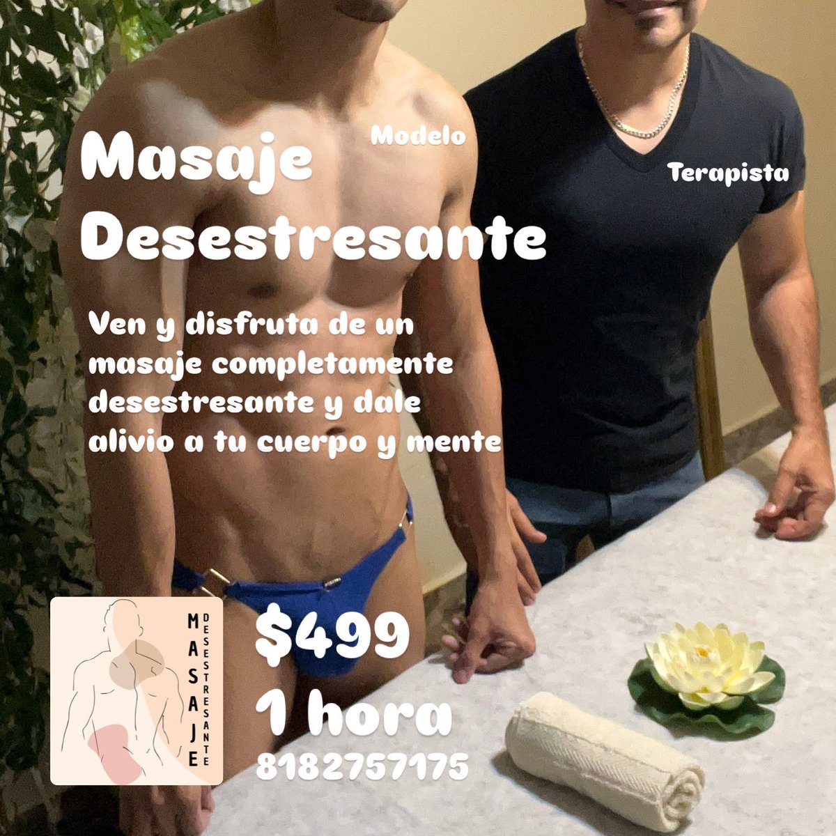Ven y pide tu masaje desestresante. Siempre que mi modelo me ayuda con el contenido le doy su terapia.