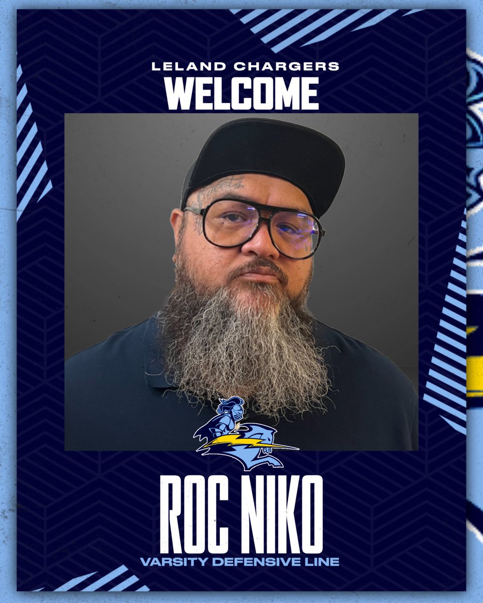 LelandHSFB's tweet photo. Join us in welcoming Coach Roc Niko

#WinningKnowsEverything #PRICE #ChargedUp
#LelandChargers https://t.co/tczkMzLzzP