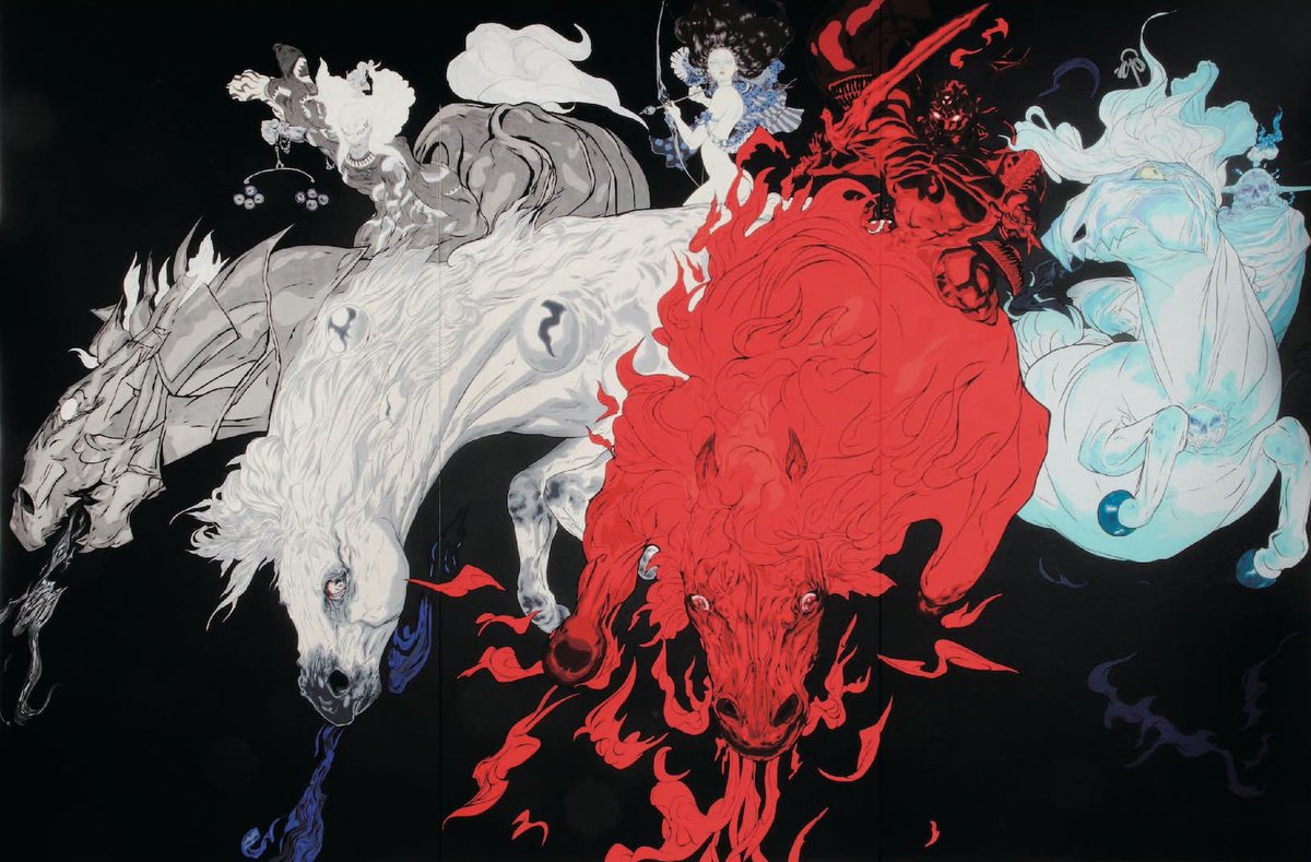 Four Horses by Yoshitaka Amano