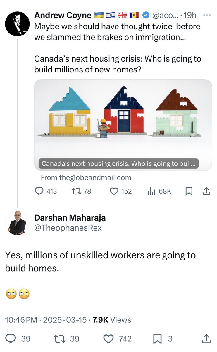 TheophanesRex's tweet photo. In a striking example (if we needed one anymore, that is) of how our ivory-tower-inhabiting Punditocracy is completely disconnected from ordinary citizens’ concerns, I present to you this ratio’ing of @acoyne who is still pushing for mass immigration. https://t.co/Lqow7UR3VW