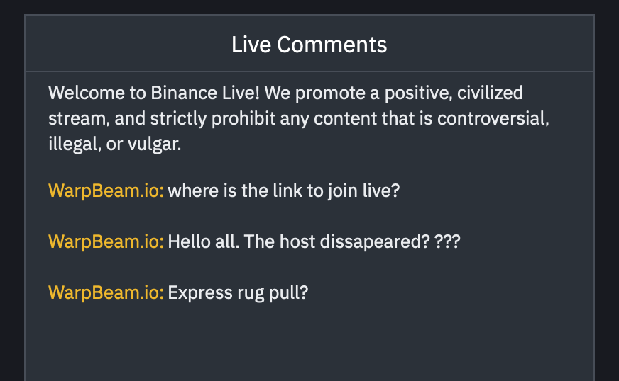 WarpBeam_io's tweet photo. @Blockchain_Ep Nice one..   Blockchain express ???  Pumpfun style? jumpin JumpOut? @binance how do you allow kind a this activity? https://t.co/YfqAgoFMDp