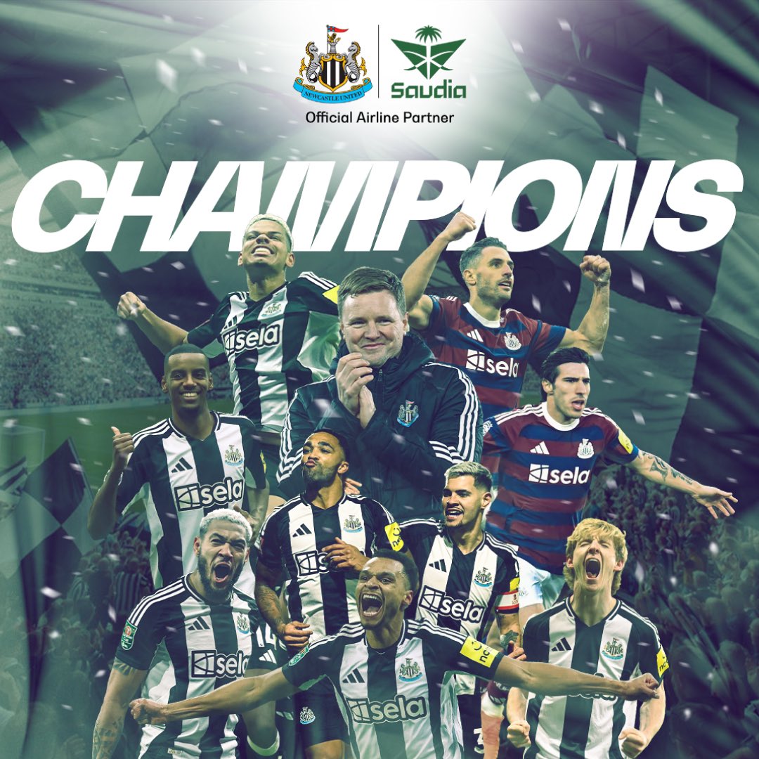 SaudiAirlinesEn's tweet image. Huge congratulations to @NUFC on winning the #CarabaoCup💚✈️
Moments like this make us extremely proud of this partnership👏
#ThisIsHowWeFly