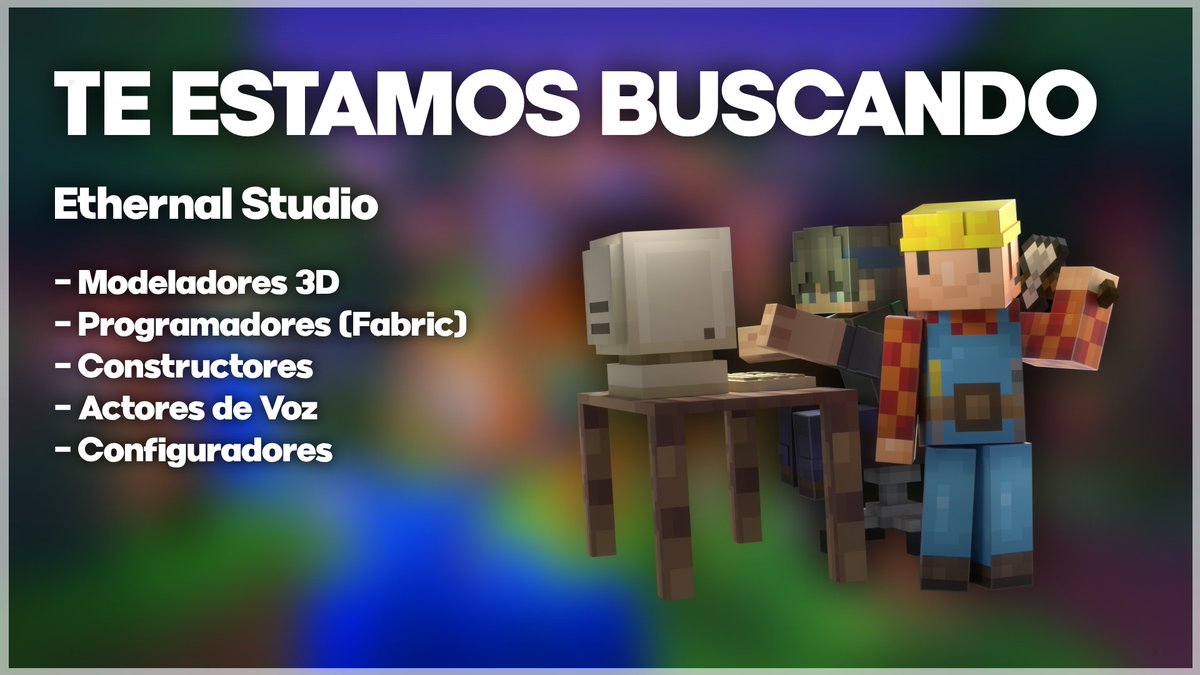 🦔 ¡Buscamos equipo para un Gran EVENTO de MINECRAFT! 🦔 

¿Tienes talento en alguna de estas cosas? 🎨 ¡Únete a nuestro equipo y ayuda a dar vida a un emocionante evento! 🗺️

Si estas interesado/a escríbenos por MD. 📩

#Minecraft #Evento #Fabric #Fabricmc #Builders #Blockbench