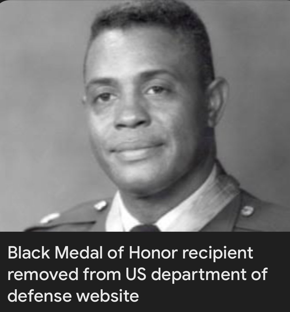 When a fucking draft dodging coward tries to erase a real hero.

Because he’s black.

Medal of Honor recipient General Charles C Rogers information page has been removed from the Defense Department website….

The page is now labeled “DEI”.

Fuck Trump and everyone who voted for