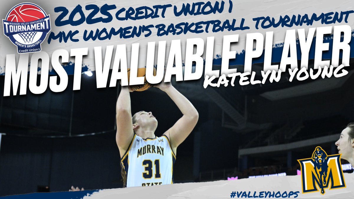MVC Basketball (@valleyhoops) on Twitter photo Katelyn Young of <a href="/RacersWBB/">Murray State Women's Basketball</a> earns Most Valuable Player Honors in the 2025 Credit Union 1 MVC Women's Basketball Tournamentโผ๏ธ
#ValleyHoops Katelyn Young of <a href="/RacersWBB/">Murray State Women's Basketball</a> earns Most Valuable Player Honors in the 2025 Credit Union 1 MVC Women's Basketball Tournamentโผ๏ธ
#ValleyHoops